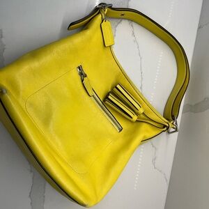 Coach Yellow Leather Shoulder Hobo Bag